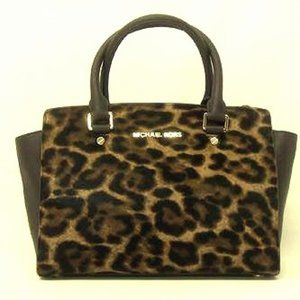Michael Kors Calf Hair Cheetah Bag/Gold EUC